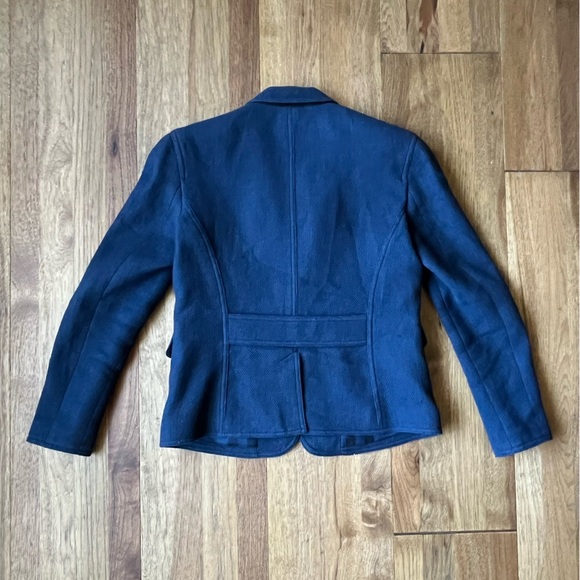 Burberry Brit Navy Blue Linen Cotton Women’s Blazer Jacket Sz 6 Academia Preppy - Picture 2 of 11